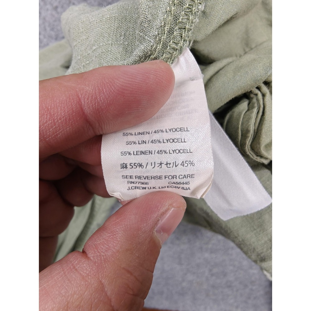 J Crew Pants Womens 4 Green Linen Twill Jogger Cuffed Elastic Waist Casual - Picture 5 of 10